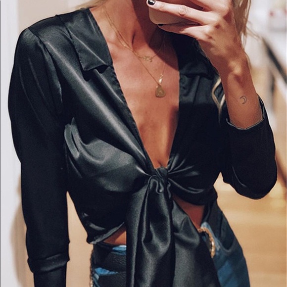 Black Satin Blouse - Picture 1 of 4
